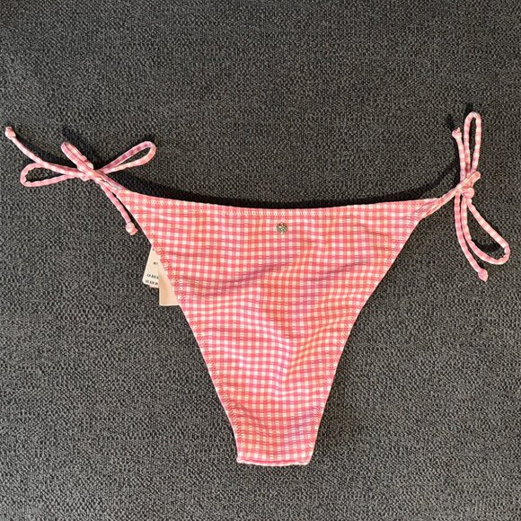 NWT Victoria's Secret Gingham Brazilian Bikini Bottom Hollywood Pink - Size M - Picture 3 of 4
